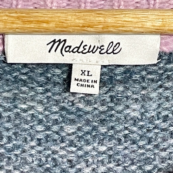 Madewell Space Dyed Striped Sweater Button Shoulder Crew Pullover Wool Alpaca XL - Picture 9 of 13